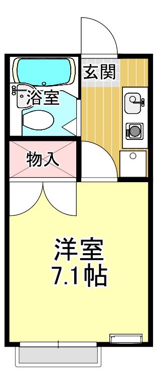 ウエストパークI(1K/1階)の間取り写真