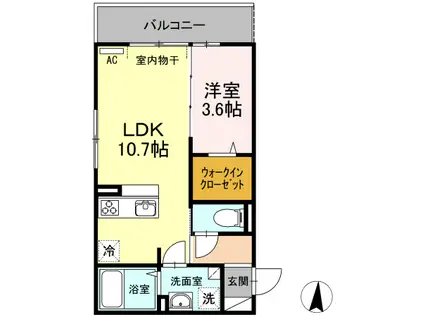 ラ・カーサミーアII(1LDK/3階)の間取り写真