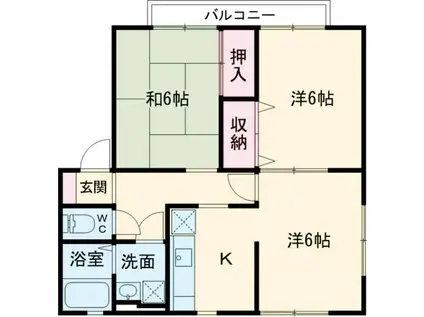 アナハイムI(3K/1階)の間取り写真