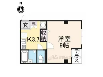 ジュネス東生駒(1K/3階)の間取り写真