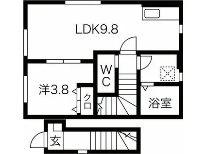 盛岡市本町通2丁目(1LDK/2階)の間取り写真