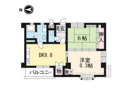 ＪＲ東海道本線 京都駅 徒歩12分 3階建 築29年(2LDK/3階)の間取り写真