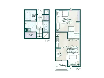 ＪＲ東海道本線 穂積駅 車で5分 2階建 築4年(1K/2階)の間取り写真