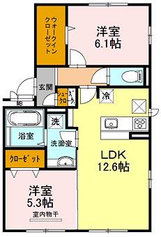 フォルテFORTE(2LDK/1階)の間取り写真