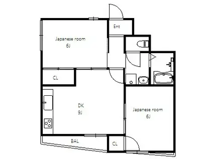 セゾン舞子(2DK/2階)の間取り写真