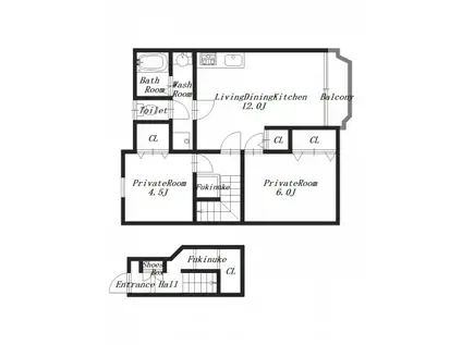 セゾンイックス(2LDK/2階)の間取り写真