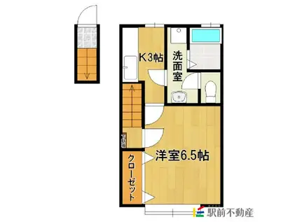 ハイデンレースライン(1K/2階)の間取り写真