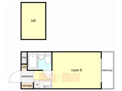 甲南山手ハイツ(ワンルーム/3階)の間取り写真