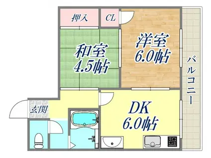 ハイム甲子園(2DK/3階)の間取り写真