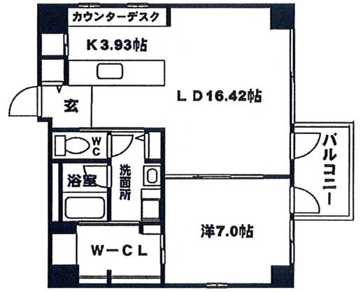 クレグラン京町堀602(1LDK/6階)の間取り写真