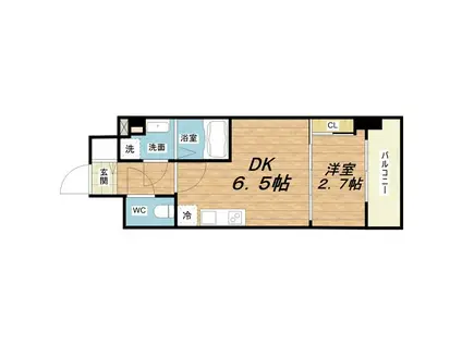 アプリーレ西本町(1DK/11階)の間取り写真