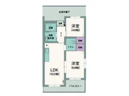 エクセルシオール(2LDK/4階)の間取り写真