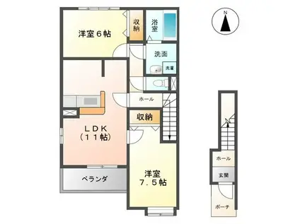 アンプティシャン(2LDK/2階)の間取り写真