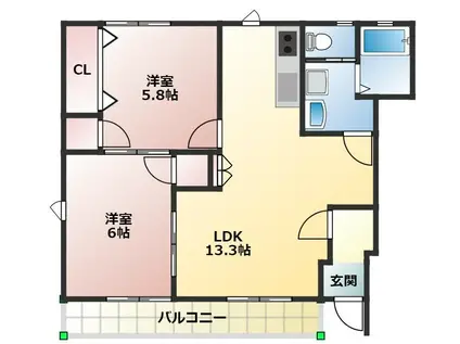 セントレアハイツナカムラ(2LDK/1階)の間取り写真