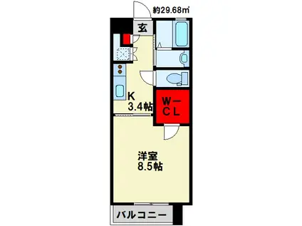 アクア清水(1K/1階)の間取り写真