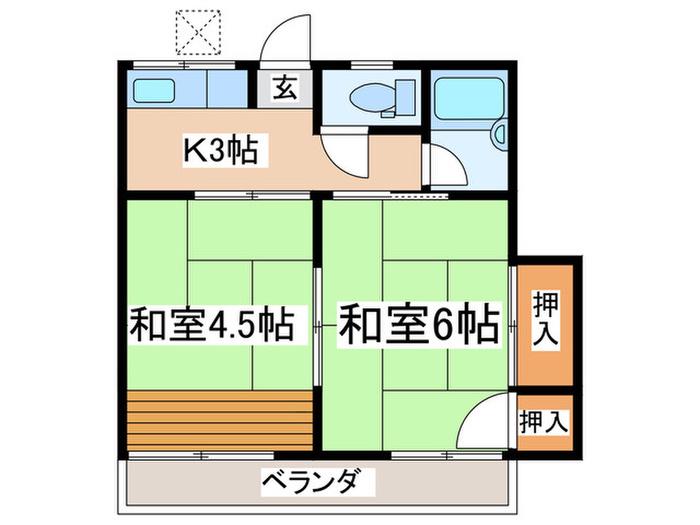 シティハイム南町(2K/2階)の間取り写真