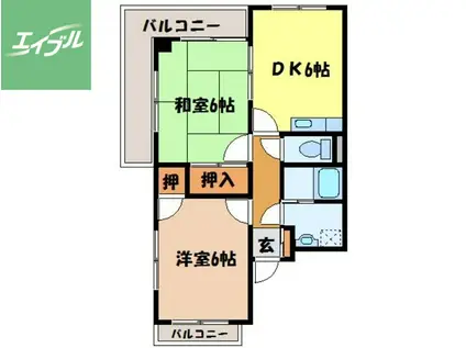 テラス明(2DK/2階)の間取り写真