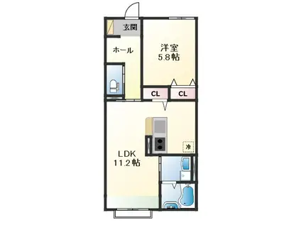 SUZU BELLECOURT(1LDK/2階)の間取り写真