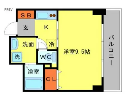 ウィスタリア京橋(1K/6階)の間取り写真