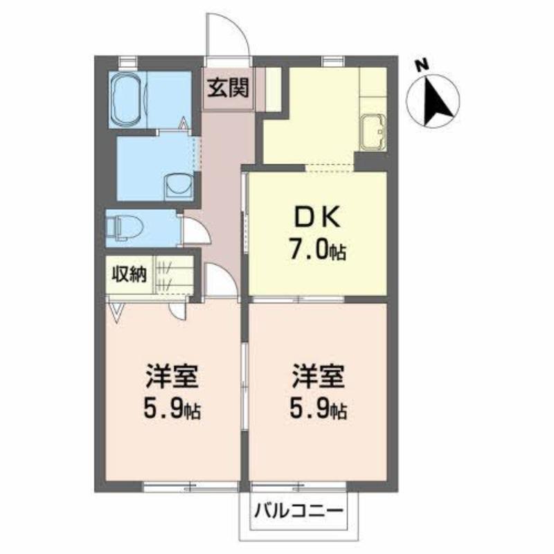 サニーハイツ西原(2DK/2階)の間取り写真