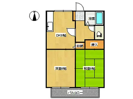 サンビレッジ竜之口D(2DK/2階)の間取り写真