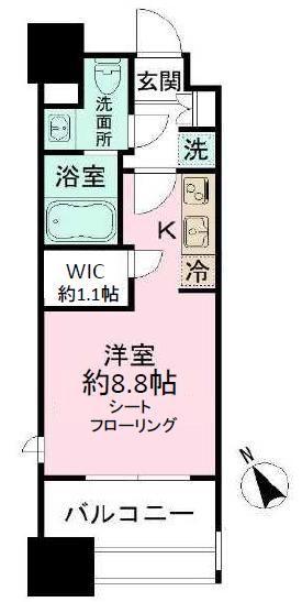 パークアクシス福岡県庁前(ワンルーム/4階)の間取り写真