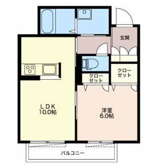 クラージュ ウエスト(1LDK/1階)の間取り写真