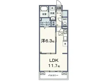 ボナミ B(1LDK/1階)の間取り写真