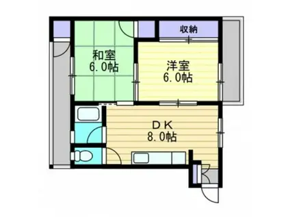 コーポ福島(2DK/3階)の間取り写真
