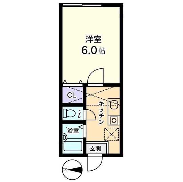 信開セルーラ山代温泉南2(1K/1階)の間取り写真