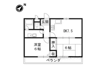 ヴィラ渕ヶ上(2DK/1階)の間取り写真