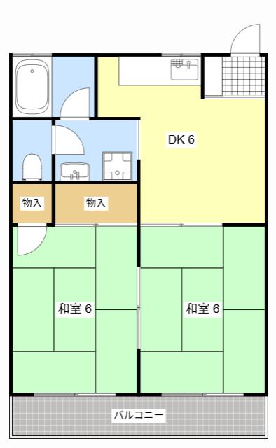 ストークハイムII(2DK/2階)の間取り写真