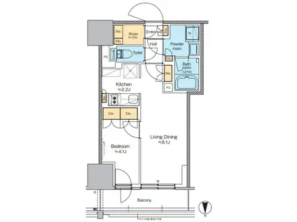 プラウドフラット四谷三丁目(1LDK/10階)の間取り写真