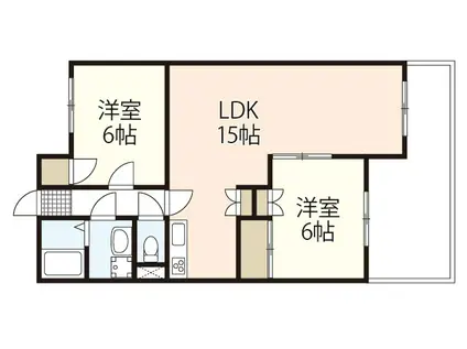 Aコートヴィレッジ(2LDK/2階)の間取り写真