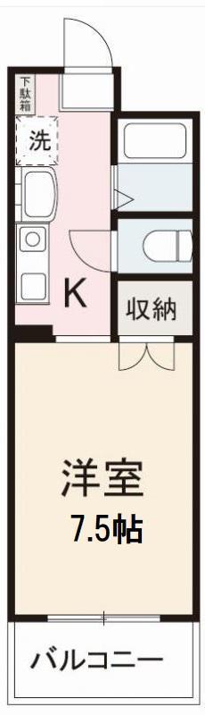 リモージュ(1K/1階)の間取り写真
