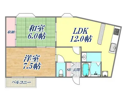 東洋ビル(2LDK/3階)の間取り写真