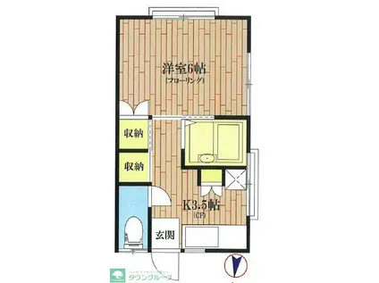 祖師谷6丁目(1K/2階)の間取り写真