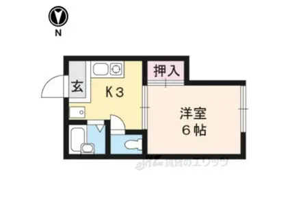 グランパニエⅡ(1K/1階)の間取り写真