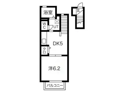 スプリングチャーム(1DK/2階)の間取り写真