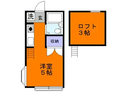 サンパレス(ワンルーム/2階)の間取り写真