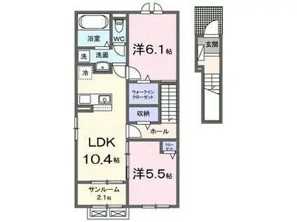 SAKURA II(2LDK/2階)の間取り写真