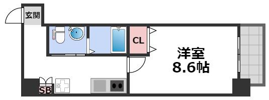 JINO新町(1K/2階)の間取り写真
