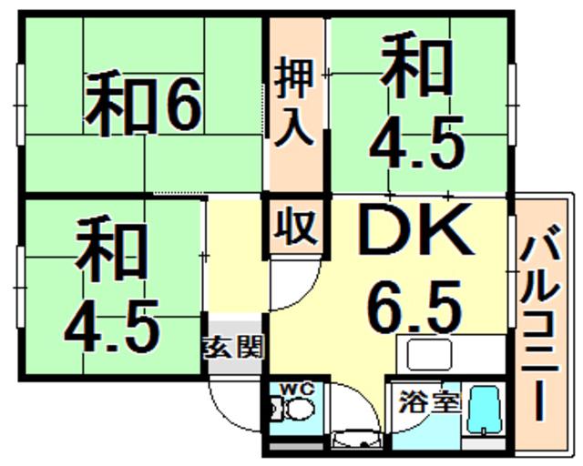 伊丹鴻池(3DK/5階)の間取り写真