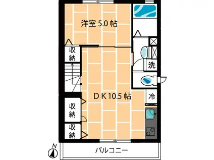 ブルーライン センター南駅 徒歩12分 2階建 築18年(1LDK/2階)の間取り写真