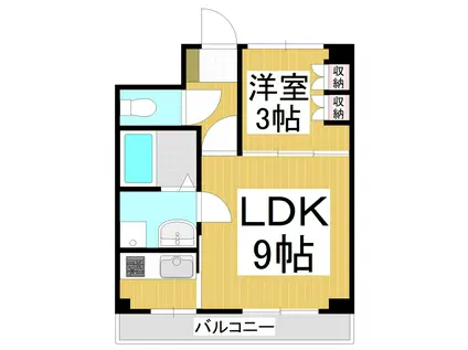 クローバーハイツ(1LDK/3階)の間取り写真
