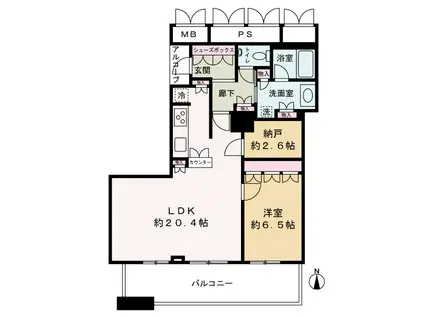 ローレルタワーサンクタス梅田(1LDK/27階)の間取り写真