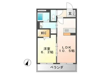 テラスビュー(1LDK/1階)の間取り写真