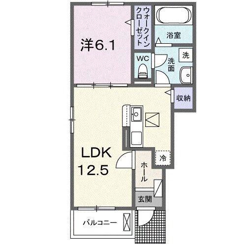 GEOハイム(1LDK/1階)の間取り写真
