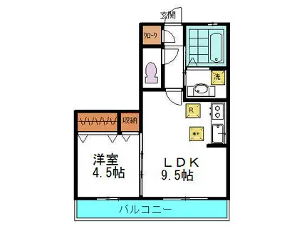 デカルト(1LDK/2階)の間取り写真