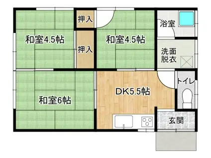高萩市島名平家B(3DK/1階)の間取り写真
